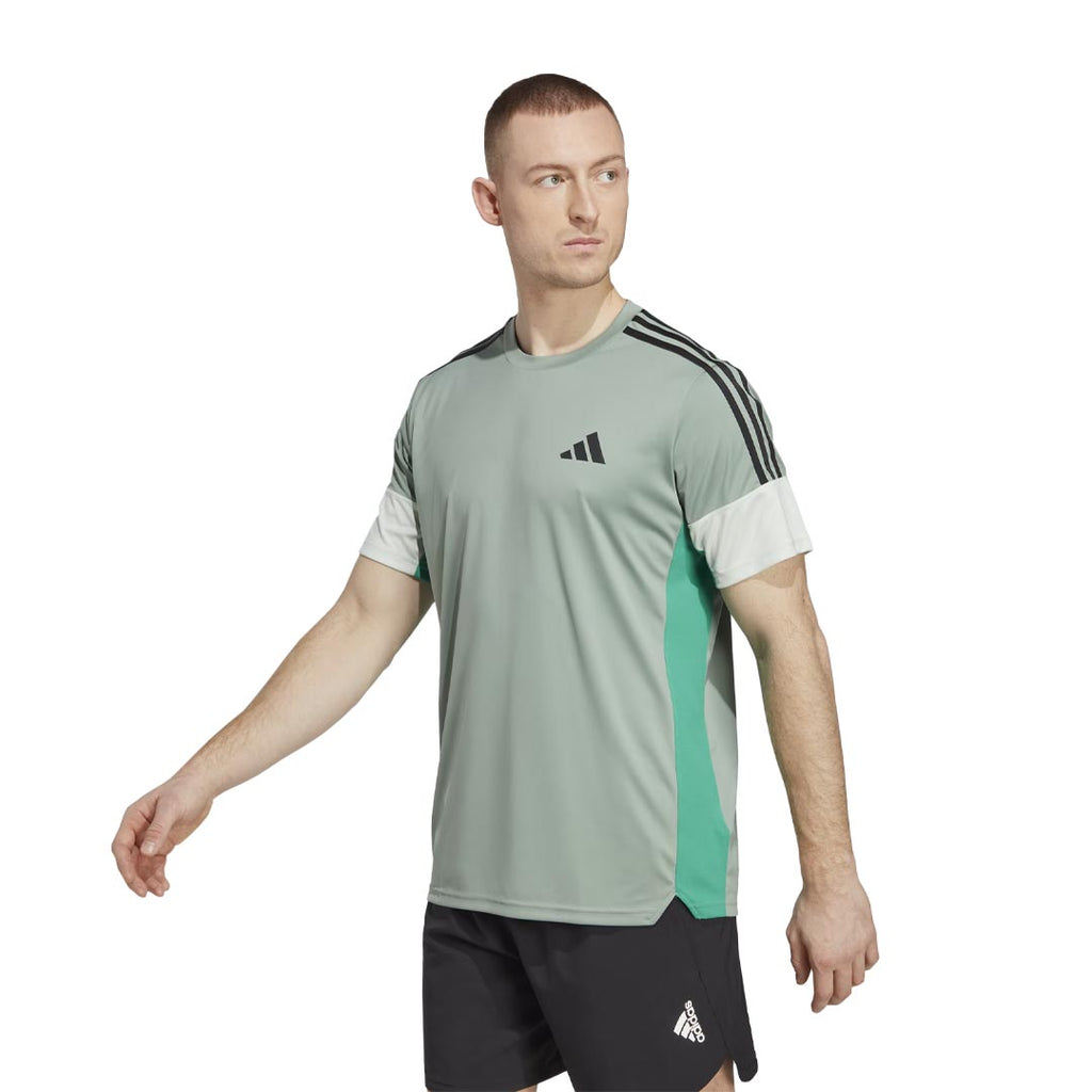adidas - T-shirt d'entraînement colorblock 3 bandes pour homme (IN5073)