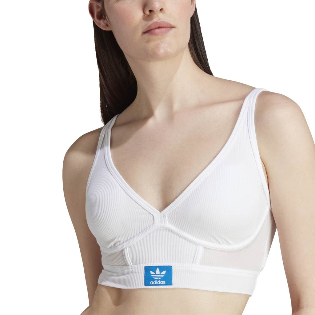 adidas - Soutien-gorge Brami plongeant à deux épaisseurs en coton côtelé Adicolor Flex pour femme (GC3842)