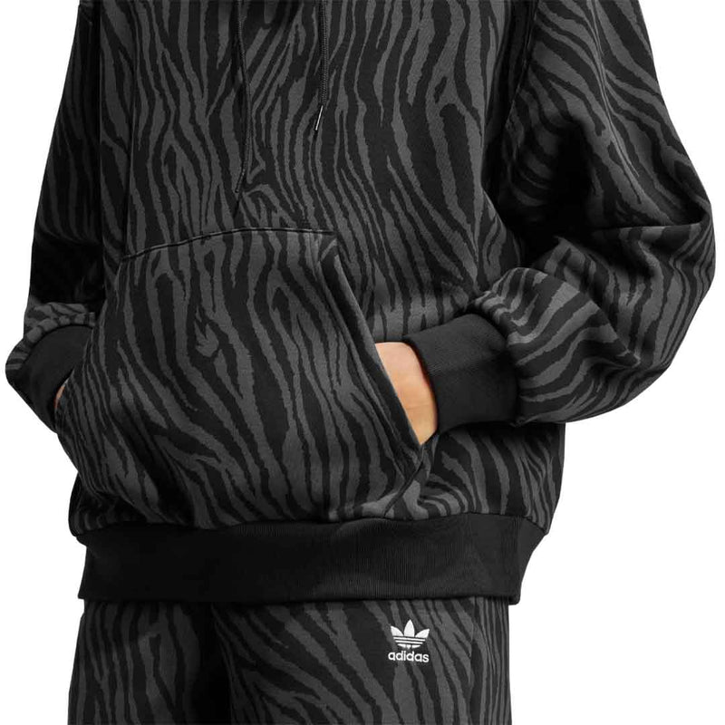 adidas - Sweat à capuche Essentials à imprimé animal zèbre pour femme (IJ5604)