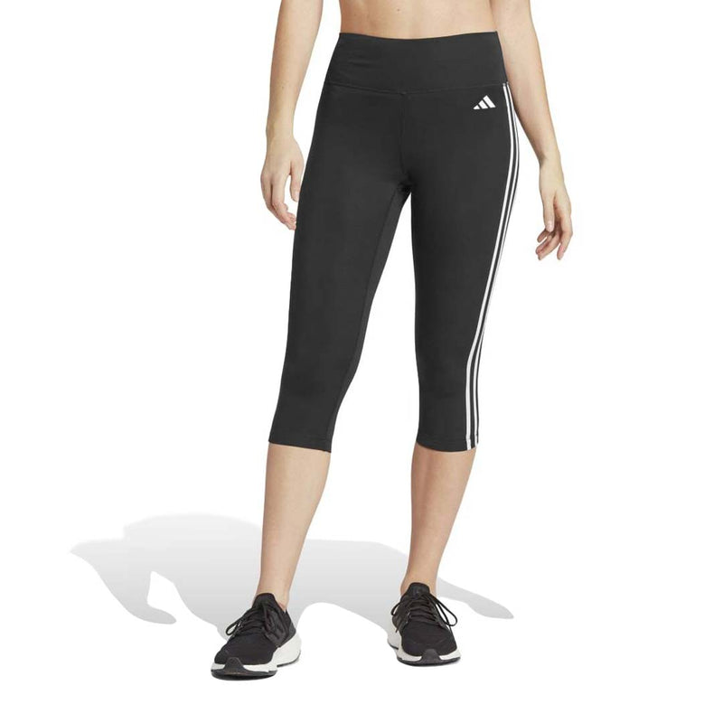 adidas - Women's Black Train Essentials 3-Stripes High-Waisted 3/4 Leggings (HT5437)