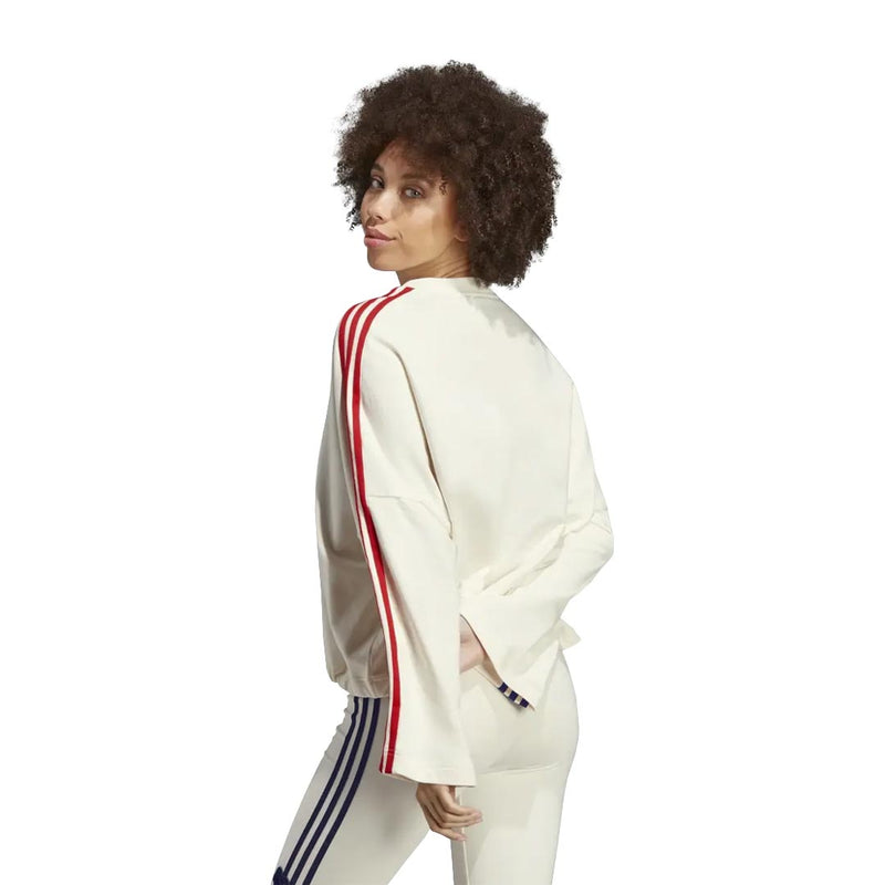 adidas - Sweat-shirt à 3 bandes et patchs floraux en chenille pour femme (IC8695)