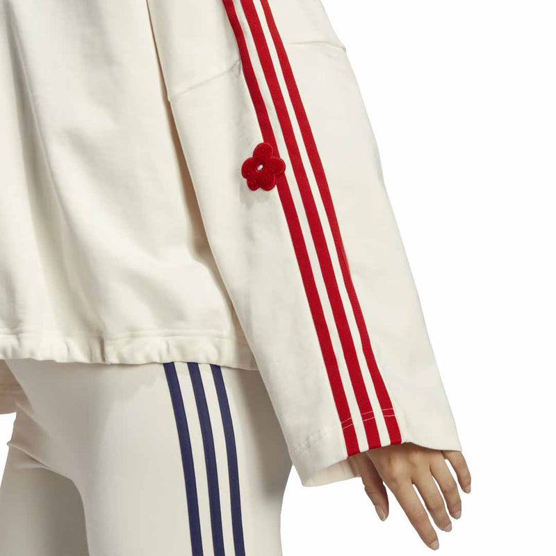 adidas - Sweat-shirt à 3 bandes et patchs floraux en chenille pour femme (IC8695)