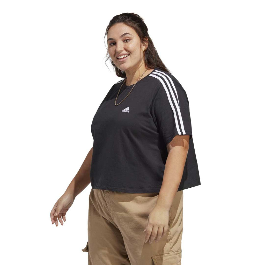 adidas - Women's Essentials 3-Stripes Single Jersey Crop T-Shirt (Plus Size) (IC5002)