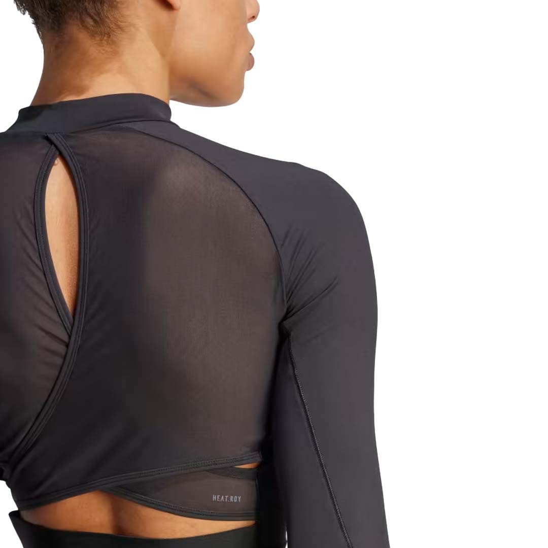 トップス On-Off Button Split Long Sleeve Tee adidas - Women's HIIT Heat.Rdy Long Sleeve Crop T-Shirt (HY3220
