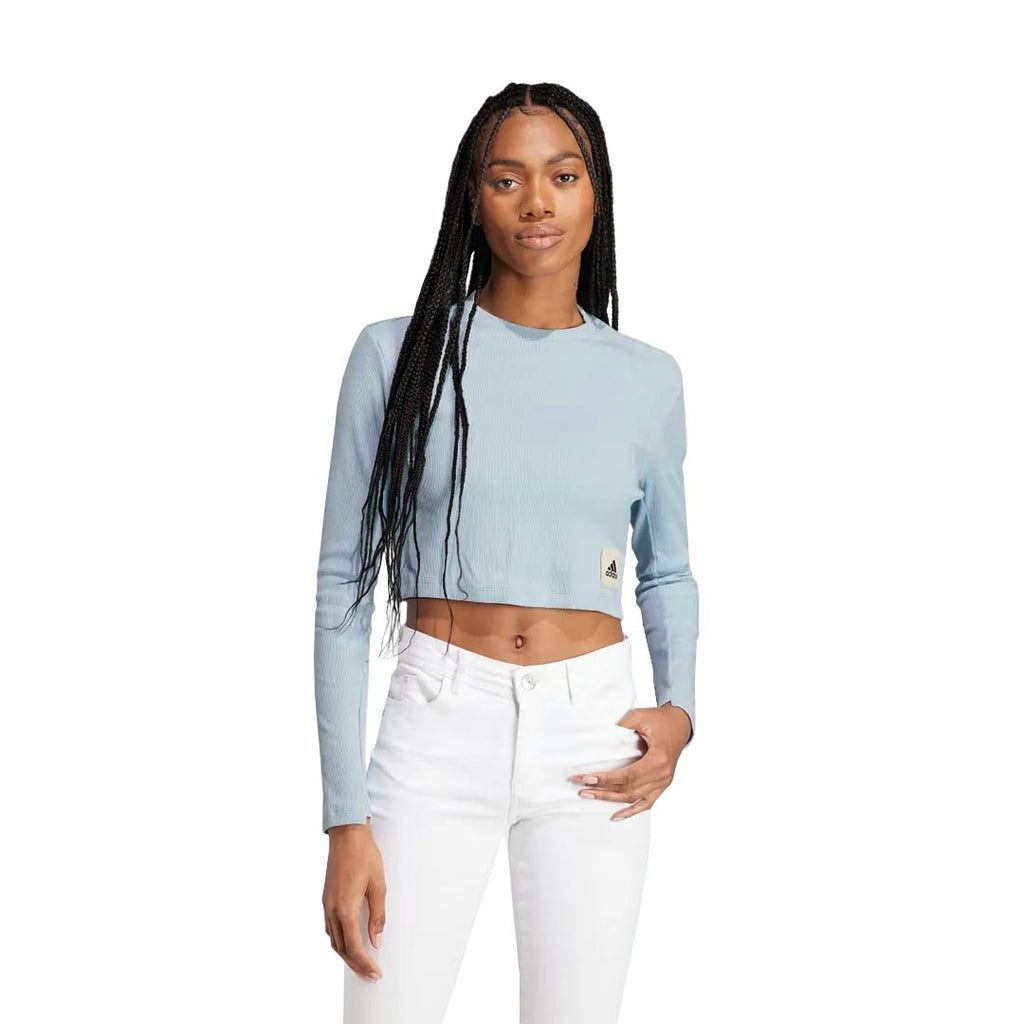 adidas - Women's Lounge Ribbed Crop Long Sleeve T-Shirt  (IJ8433)