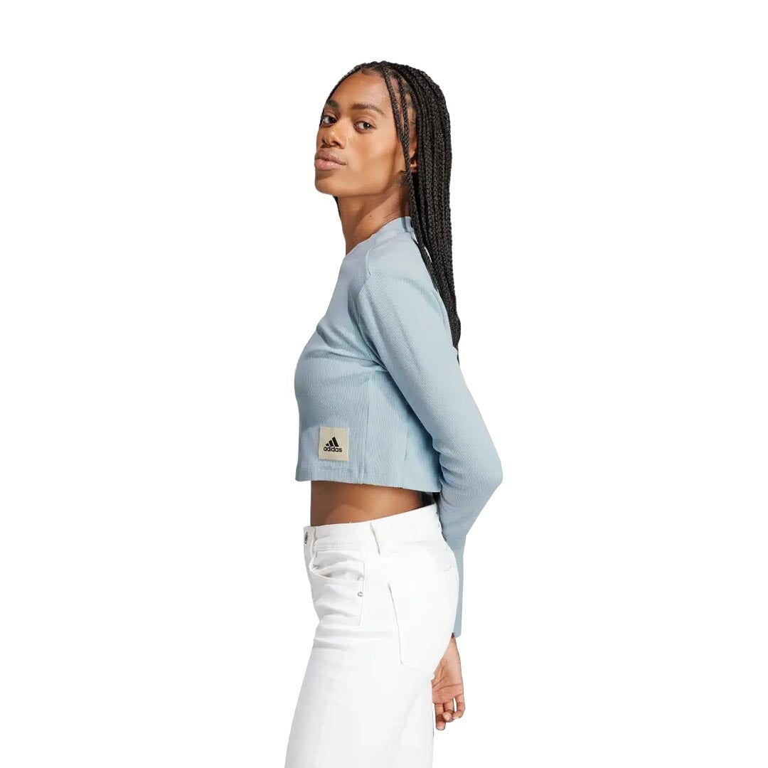 adidas - Women's Lounge Ribbed Crop Long Sleeve T-Shirt (IJ8433