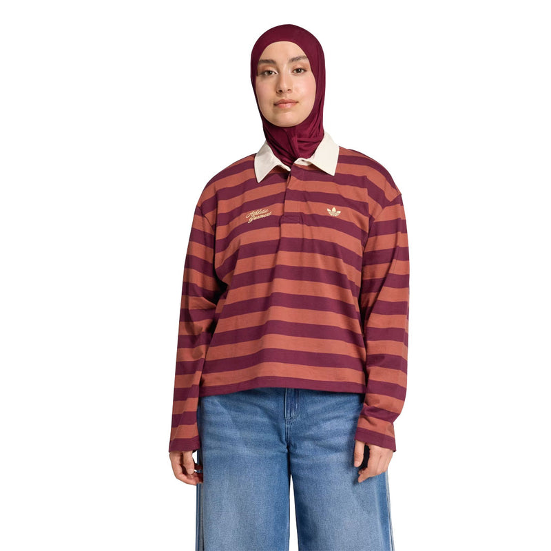 adidas - Women's Originals Athl Dept Striped Graphic Long Sleeve Polo (KF2323)