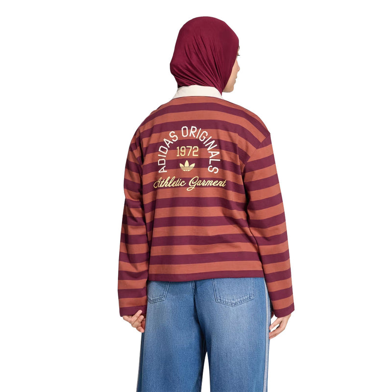 adidas - Women's Originals Athl Dept Striped Graphic Long Sleeve Polo (KF2323)