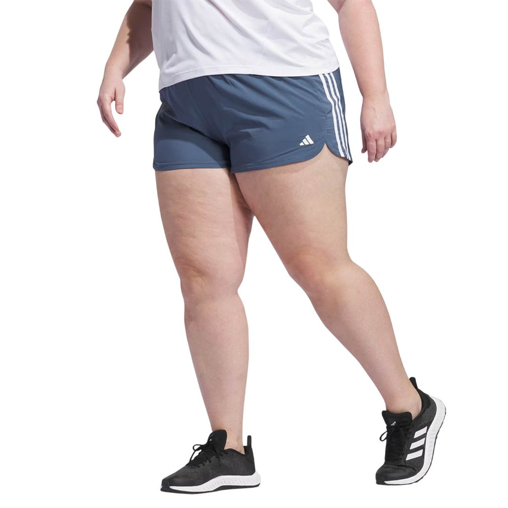 adidas - Women's Pacer 3-Stripes Woven High Rise Shorts (Plus Size) (IS0606)
