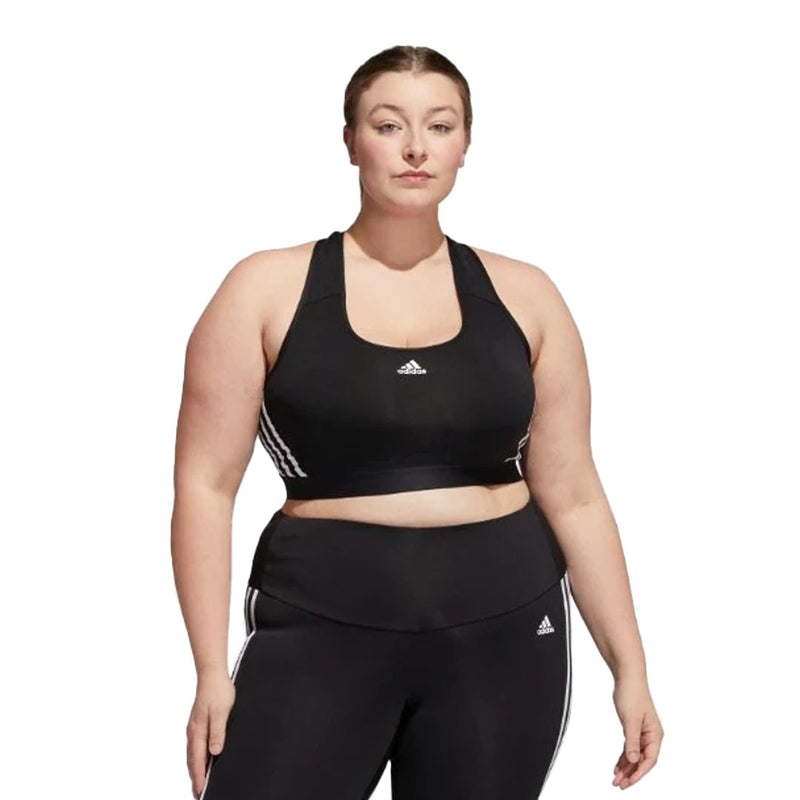 adidas - Women's Powerreact Training Medium Support 3-Stripes Bra (Plus Size) (HC7880)