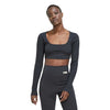 adidas - Women's Studio Lounge Ribbed Cropped Long Sleeve T-Shirt (HH8502)