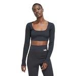 adidas - Women's Studio Lounge Ribbed Cropped Long Sleeve T-Shirt (HH8502)
