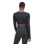 adidas - Women's Studio Lounge Ribbed Cropped Long Sleeve T-Shirt (HH8502)