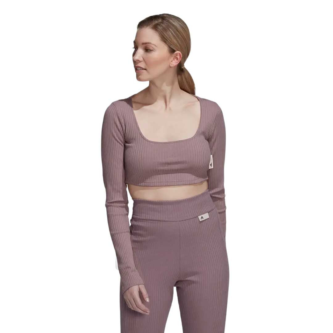 adidas - Women's Studio Lounge Ribbed Cropped T-Shirt (HH8500
