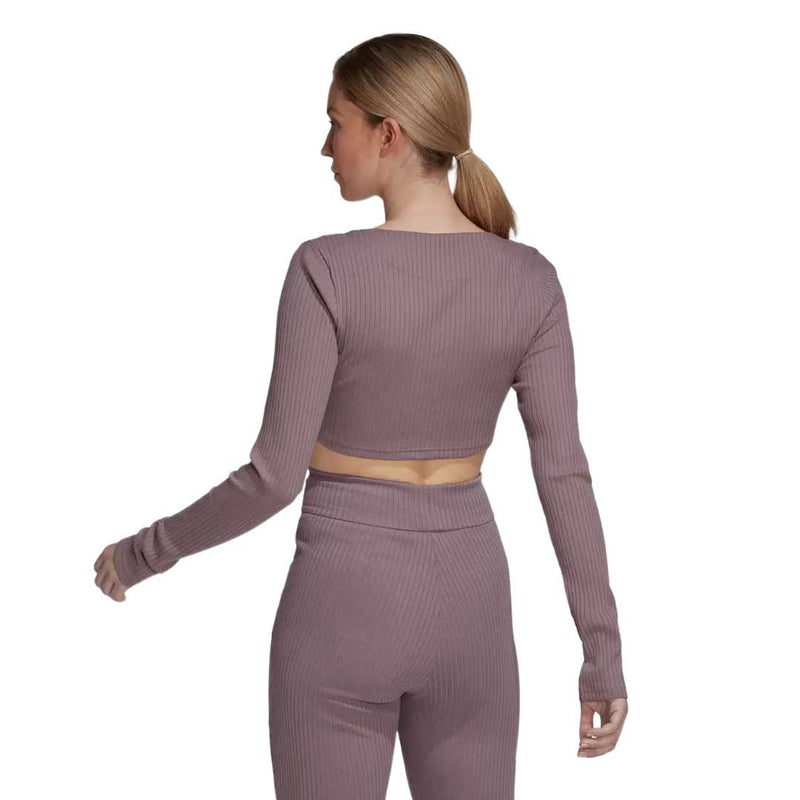adidas - Women's Studio Lounge Ribbed Cropped T-Shirt (HH8500)