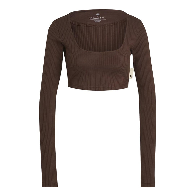 adidas - Women's Studio Lounge Ribbed Cropped T-Shirt (HN0678)