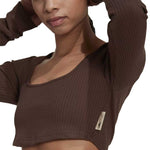 adidas - Women's Studio Lounge Ribbed Cropped T-Shirt (HN0678)