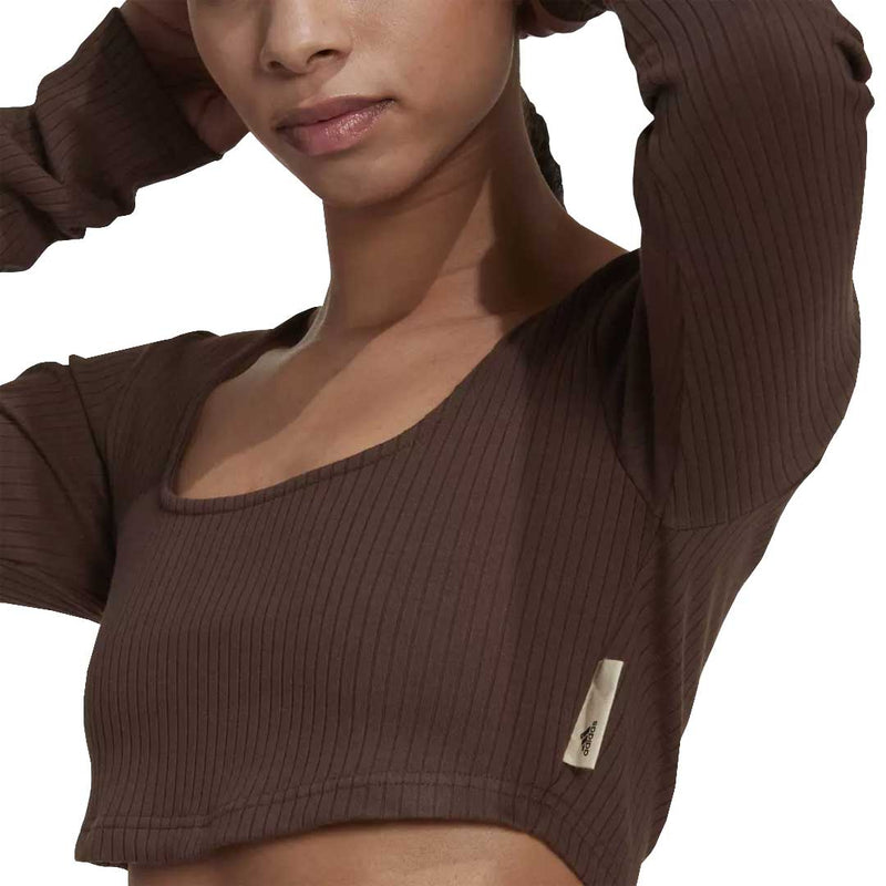 adidas - Women's Studio Lounge Ribbed Cropped T-Shirt (HN0678)