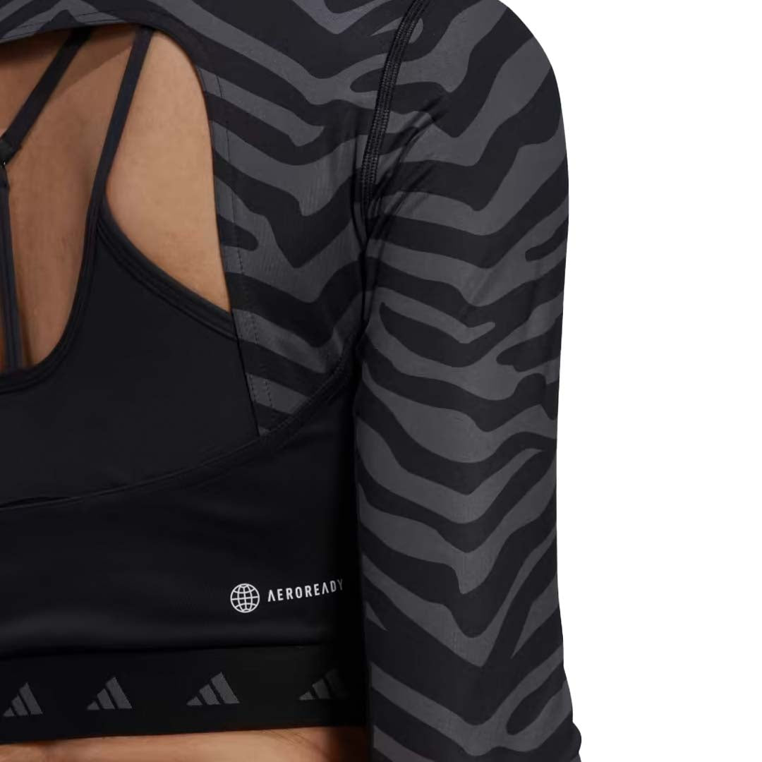 adidas - Women's Techfit Crop Long Sleeve Zebra T-Shirt (IB3609