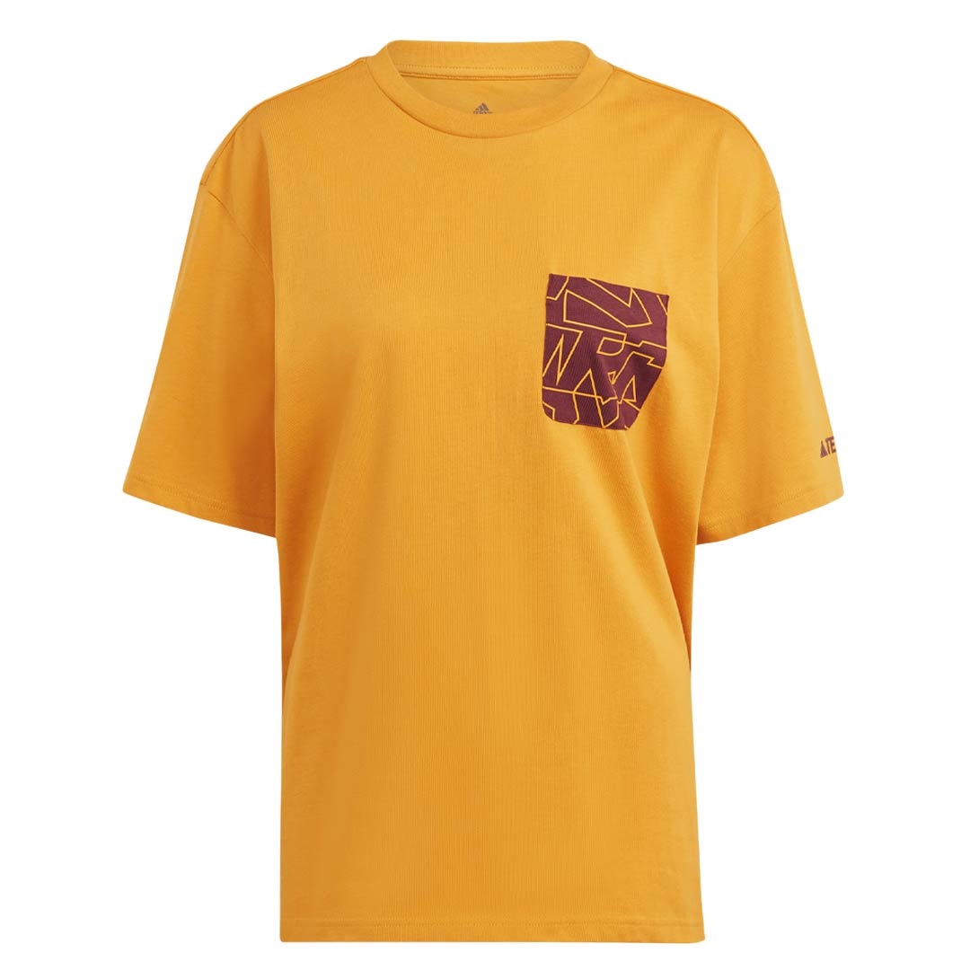 Adidas Women s Terrex Graphic Pocket Print T Shirt IL5065 Ylw Bur L