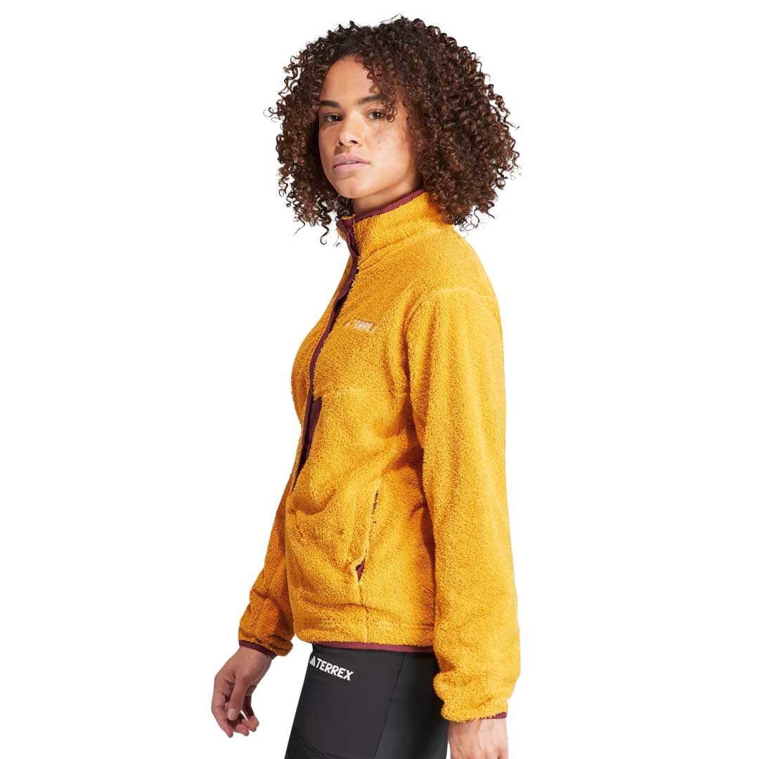 Adidas Women s Terrex Xploric High Pile Fleece Pullover Sweatshirt IB6554 Ylw Bur L
