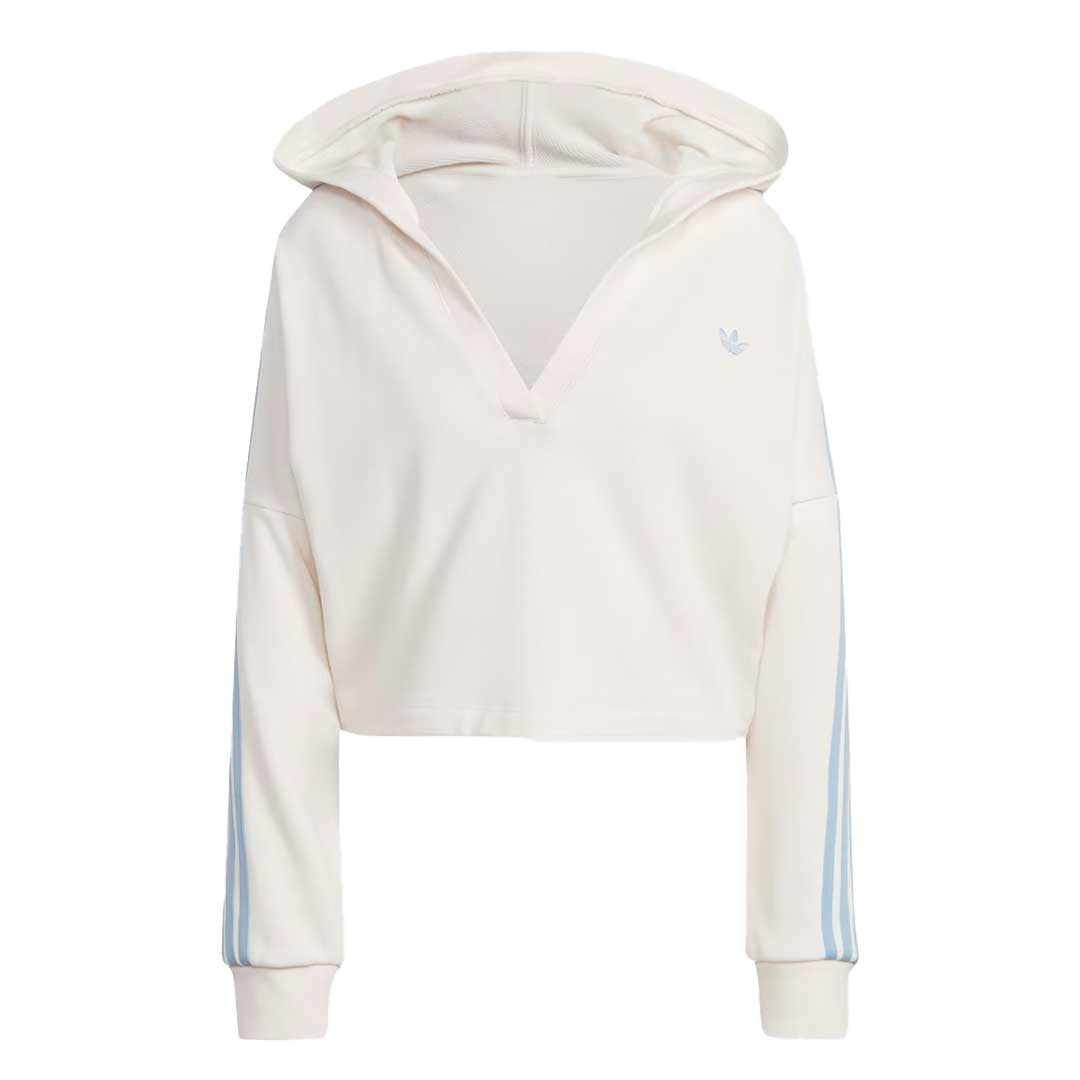 Adidas Women s V Neck Short Hoodie IC8521 Wht Blu M