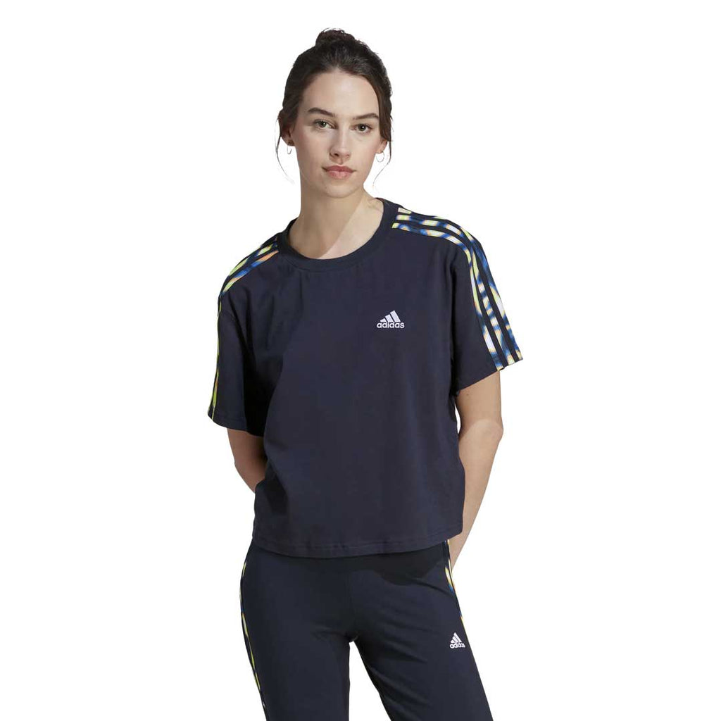 adidas - Women's Vibrant Print 3-Stripes Cotton Crop T-Shirt (IL5868)