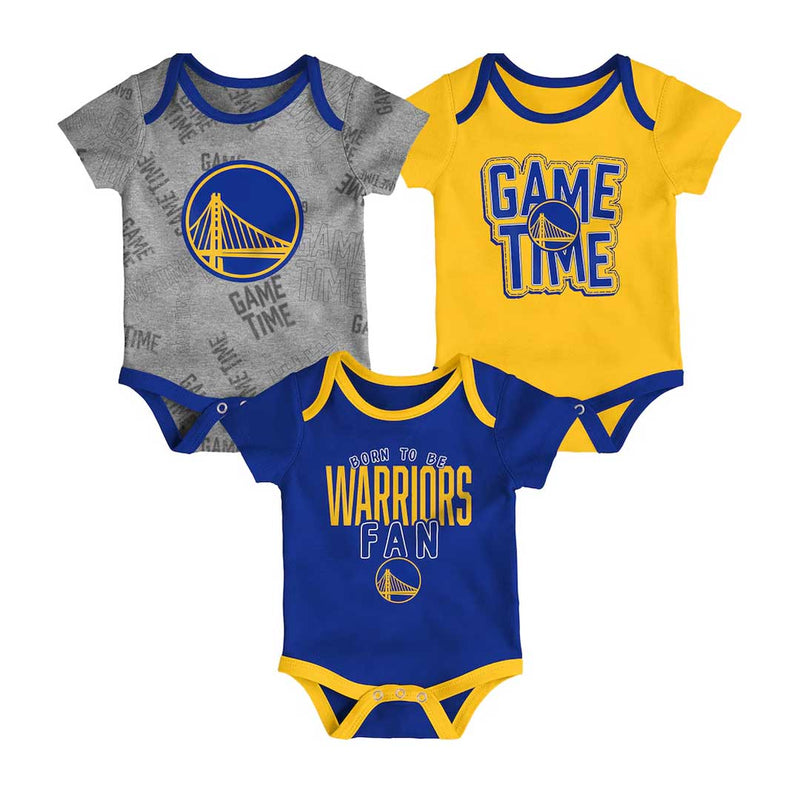 NBA - Kids' (Infant) Golden State Warriors Game Time 3 Piece Short Sleeve Creeper Set (HK2I1FEFB CEL)