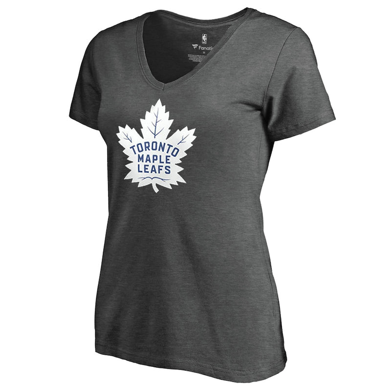 Fanatics - T-shirt à col en V avec logo principal des Maple Leafs de Toronto pour femmes (3A40 259A 2GZ 71M)