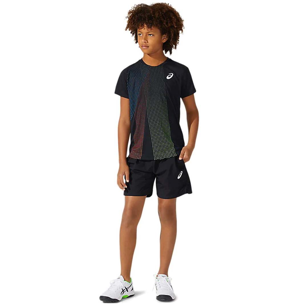 ASICS BOY S TENNIS GRAPHIC SS TOP M Performance Black