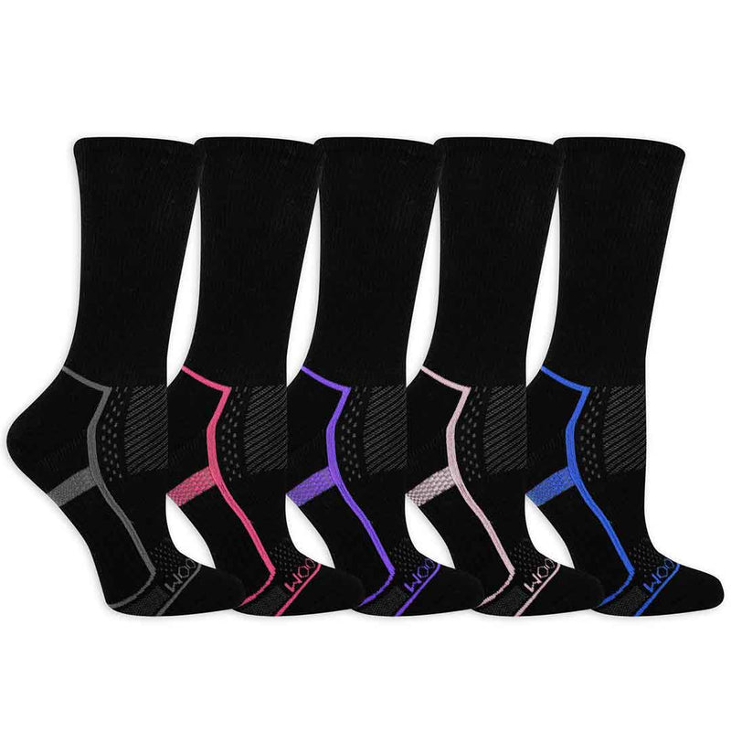 Fruit Of The Loom - Lot de 5 paires de chaussettes mi-mollet pour femme (FRW10571M5MQC02-BLK)