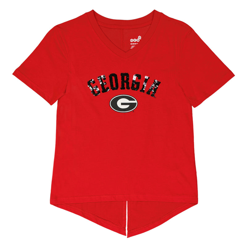 Girls' (Junior) University of Georgia Bulldogs V-Neck T-Shirt (K476KU 73N)