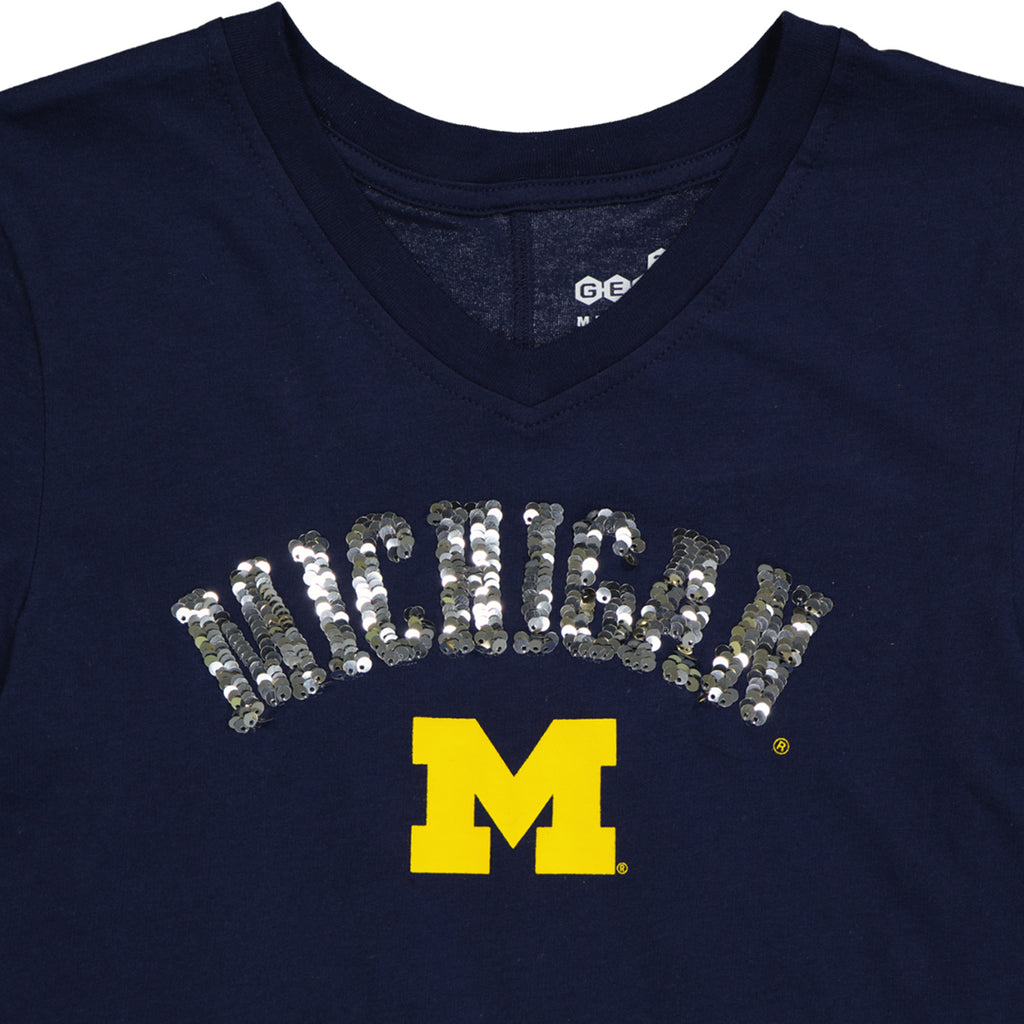 T-shirt à col en V pour filles (junior) Michigan Wolverines (K4755P 58N)