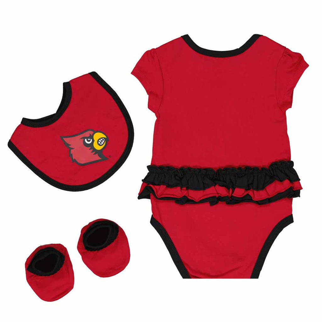 Louisville Cardinals Creeper, Bib and Bootie Set Infant Set