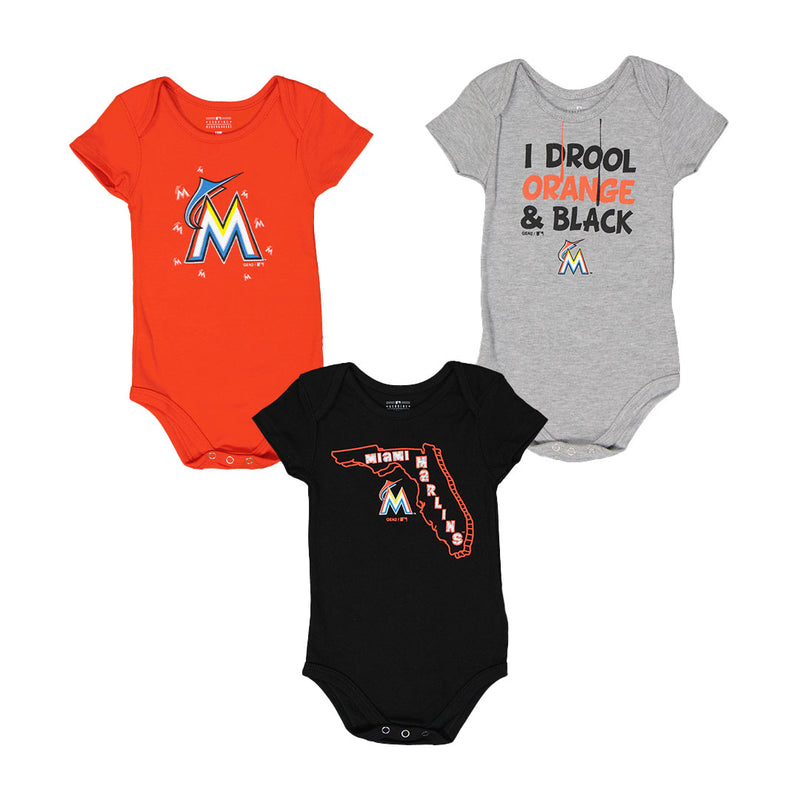 MLB - Ensemble de 3 Creeper Miami Marlins pour enfant (bébé) (K327AN 15)