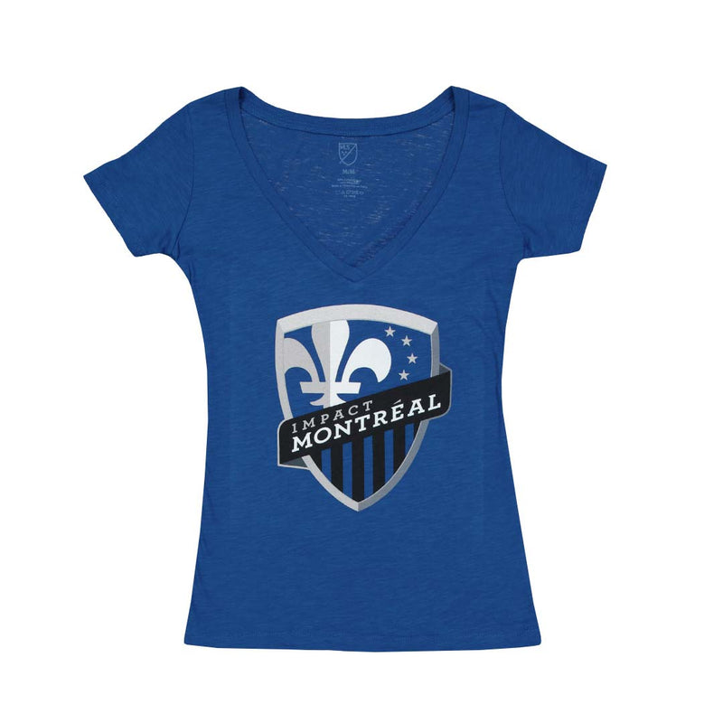 MLS - Women's Montreal Impact Primary Logo V-Neck T-Shirt (74294 ROY-PRIMARY)