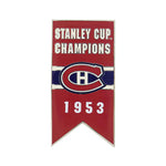 LNH - Épinglette de bannière de la Coupe Stanley des Canadiens de Montréal 1953 à dos collant (CDNSCC53S)