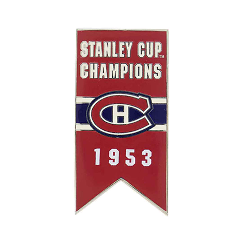LNH - Épinglette de bannière de la Coupe Stanley des Canadiens de Montréal 1953 à dos collant (CDNSCC53S)