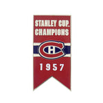 LNH - Épinglette de bannière de la Coupe Stanley des Canadiens de Montréal 1957 à dos collant (CDNSCC57S)
