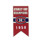 LNH - Épinglette de bannière de la Coupe Stanley des Canadiens de Montréal 1958 à dos collant (CDNSCC58S)