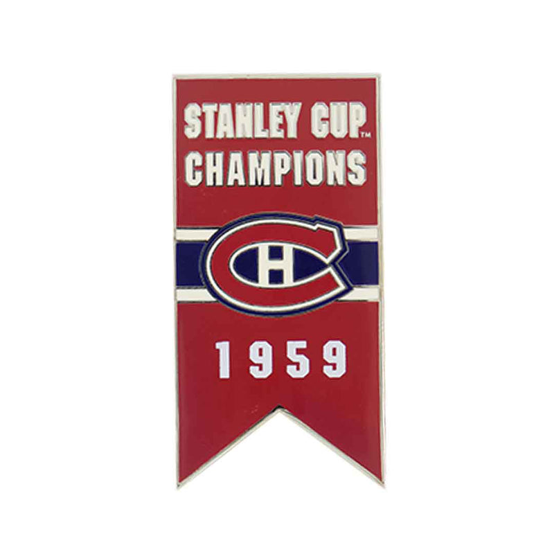 LNH - Épinglette de bannière de la Coupe Stanley des Canadiens de Montréal 1959 à dos collant (CDNSCC59S)