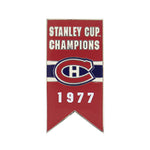 LNH - Épinglette de bannière de la Coupe Stanley des Canadiens de Montréal 1977 à dos collant (CDNSCC77S)