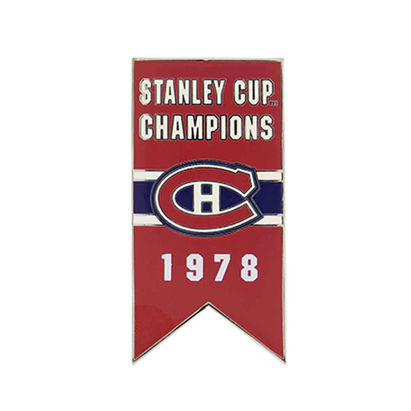 LNH - Épinglette de bannière de la Coupe Stanley des Canadiens de Montréal 1978 à dos collant (CDNSCC78S)