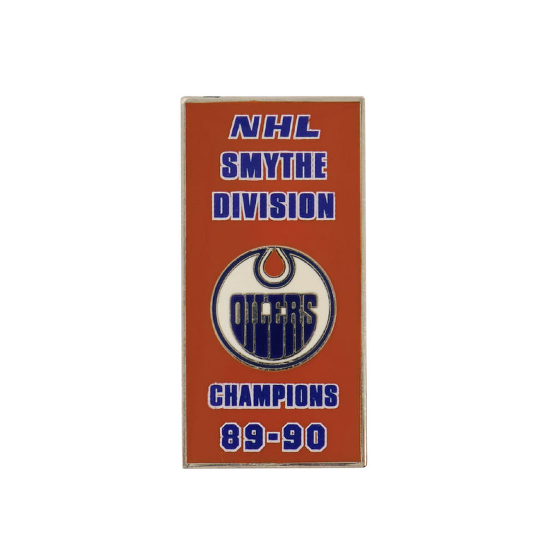 NHL - Oilers d'Edmonton 1990 Smythe Division Bannière Pin Sticky Back (OILSMY90S)