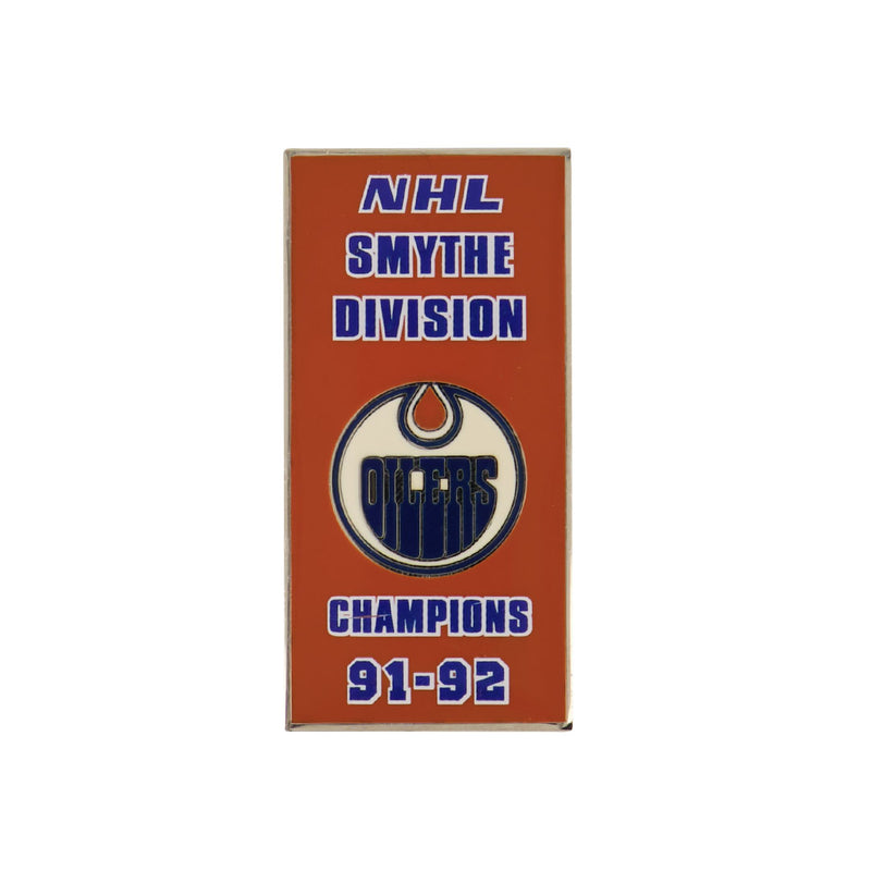 NHL - Oilers d'Edmonton 1992 Smythe Division Bannière Pin Sticky Back (OILSMY92S)