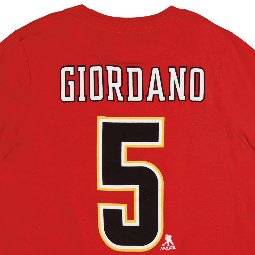 Men's Calgary Flames Mark Giordano Reebok Red Name and Number Player T-Shirt