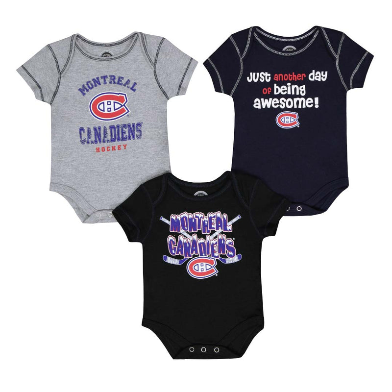 NHL - Lot de 3 cache-couches Canadiens de Montréal pour enfants (bébé) (HK5N1A2Z9 CND-2)
