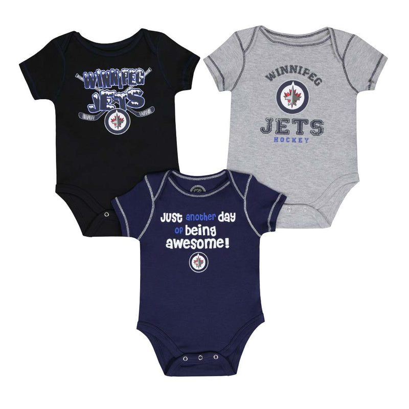 NHL - Ensemble de 3 grenouillères des Jets de Winnipeg pour enfants (bébé) (HK5N1A2Z9 WNP)
