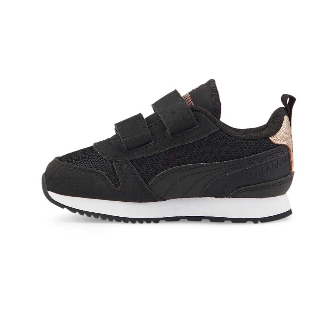 Puma Kids Infant R78 Metallic V Shoes 383933 01 Blk Rose Gold 4