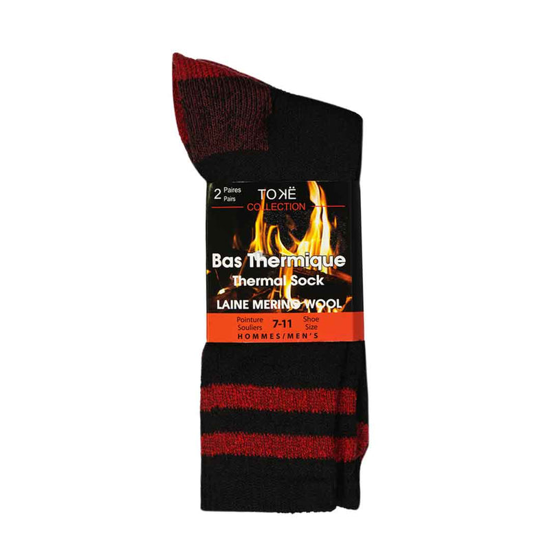TOKË - Men's 2 Pack Merino Wool Thermal Socks (685599-BLKRED)